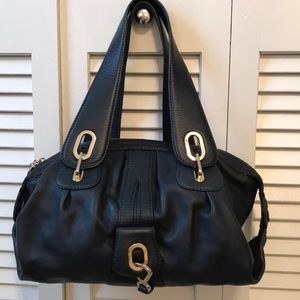 GUSTTO Blue Leather Handbag
